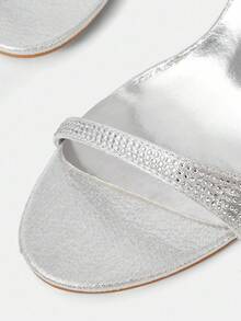 MOTF PREMIUM WOMEN'S CRISS-CROSS STRAP ROUND TOE HIGH HEEL SANDALS, FASHION & VERSATILE FOR SUMMER SPRING SHOES - Silver - View 4