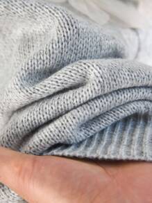 CosyJoli 女士加大码圆领无袖灰色针织毛衣，胸前 3D 花卉设计，休闲时尚套头衫，适合通勤和日常穿着，2025 年新品 - 灰色 - 查看 6