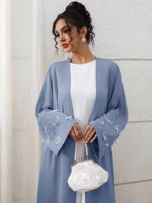 Yasmyna Abaya elegante de mujer con adorno de perla y lazo