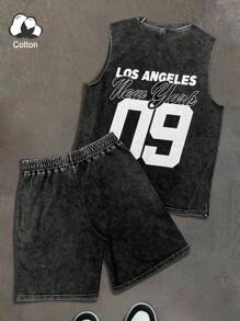 PAVTROS Manfinity Streetrush Men Retro Pattern Crew Neck Sleeveless Casual Tank Top, Summer - Multicolor - View 2