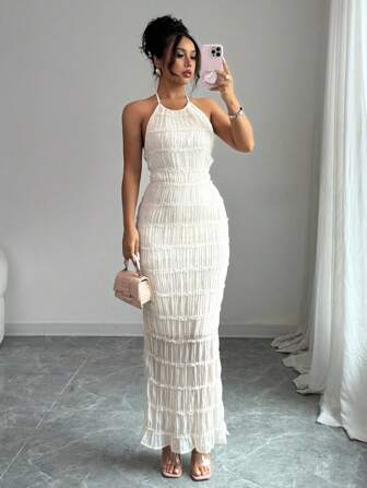 Rafferiza 浪漫度假V领收腰蕾丝优雅女装