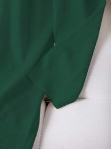 Linhara 大码女式纯色长袖单排扣休闲薄款开衫 - 軍綠色 - 查看 4