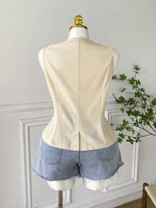 SHEIN EZwear 女式纯色休闲修身开襟花卉图案加大码西装外套 - 白色 - 查看 2