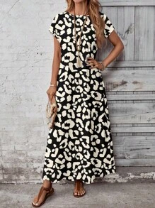 EMERY ROSE Váy nữ mùa hè họa tiết da báo đơn giản, đa năng, tối giản - Nhiều màu - Xem 5