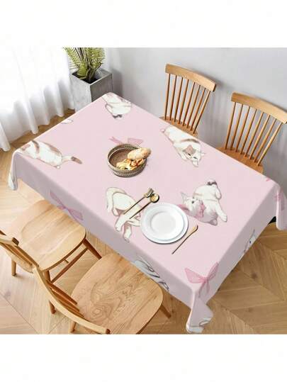 Kawaii 1 pièce Une nappe légère et jolie - Nappe rose en forme de petit chat. Convient pour une utilisation dans les restaurants, à l'extérieur et pour la décoration de la maison. Peut également être utilisée pour les pique-niques et la décoration d'intérieur