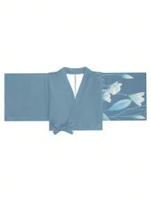 Irokai 日本女性印花传统和服浴衣，夏季节日 - 霧霾藍 - 查看 3