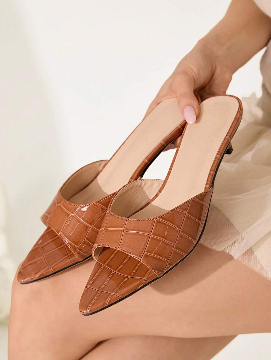 CUCCOO CHICEST 尖头细高跟鞋百搭女士高跟凉鞋 - 咖啡棕 - 查看 1