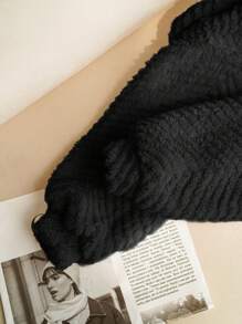 SHEIN Essnce Áo khoác lửng khóa kéo phía trước màu trơn thường ngày cho nữ, Thu/Đông - màu đen - Xem 5