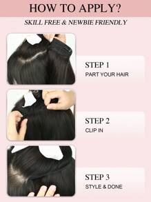 9AM Hair V Shape Clip In Hair Extension 100% Human Hair 1 Pcs With 4 Clips Natural Color Straight Hair For Women Easy To Style With Hair Curler And Straightener Invisible Suitable For Add Volume Lightweight All Day Wear Winter Christmas Halloween Costumes Autumn Outfits Women Fall Outfits Women Chic Elegant Glow Edgy Clean Classic Lit Snack Baddie 90s Vintage Retro Grunge Cottagecore Kawaii Cyberpunk Streetwear Preppy Futuristic Minimalist Street Style Bridal Photoshoot Date Night Casual Cozy - Natural Black - View 5