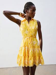 Maija 2025 Spring & Summer New Casual Fashion Vacation Comfortable Women Short Dress, Suitable For Music Festival, Beach Vacation, Daily Casual, Romantic, Urban Vacation, Gathering, Wedding Guest, Graduation, Beach, Bohemian Style, Ibiza Holiday, Summer Vacation, Dopamine Vacation, Vacation Style, Exotic Atmosphere, Country Music Festival, Western Style Romantic, Fashion, Versatile; Suitable For Summer Vacation, Comfortable, Bohemian Style, Beach Wear, Swimsuit Cover-Up, Stylish, Elegant, Casual, , Simple Daily Wear, Country Style, Essential, Solid Color, Holiday Casual, Decent, Single Lady, Ideal For Vacation Elegant Fashion Business Casual Woman Going Out Tops Graduation Outfit European Summer Hawaii Outfits Women Summer Dresses For Women Streetwear Women Stockholm Style Teacher Outfits For Women - Yellow - View 5