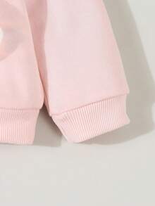 SHEIN 女婴舒适 3D 花卉图案运动衫，百搭休闲甜美时尚长袖上衣 - 白色 - 查看 6