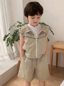 Hapijoa Kids Fall Outfit, Toddler Boys Jacket Set - Khaki - View 4