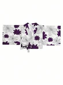 Irokai Japanese Women's Printed Traditional Separated Kimono Yukata For Summer Festival - Purple - View 3