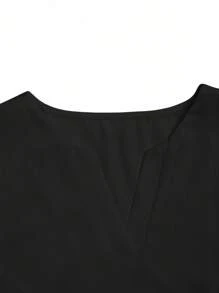 TaskEZ 女式缺口领短袖上衣和松紧腰裤护理手术服套装 - 黑色 - 查看 8