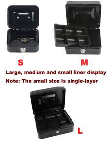 1 件带锁中号钢制现金箱，带钱盘，带锁箱，生日毕业最佳礼物 - 黑色 - 查看 8