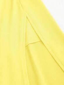 SHEIN Unity Off-The-Shoulder Backless Draped Neck Crop Top And Side Slit Skirt Set - Light Yellow - View 5