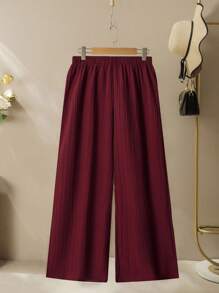 Lacomfia 2pcs Women Plus Size Casual Textured Colorful Stripe Print Long Sleeve Shirt And Wide Leg Pants Suit, Loose And Comfortable Fall Cloth For Women - Multicolor - View 7