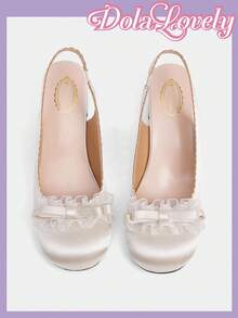 Dola Lovely Bowknot Decor French Mary Jane Elegant High Heel Shoes