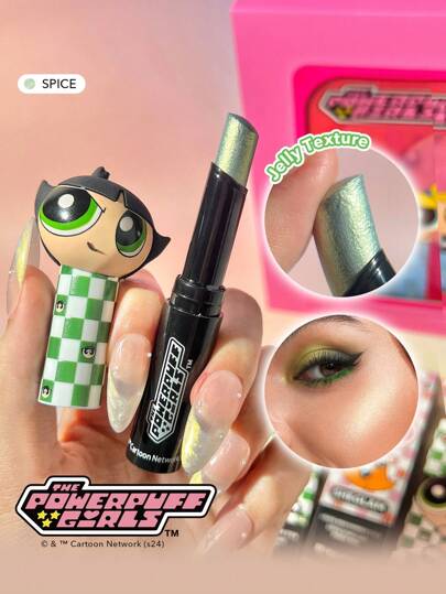 The Powerpuff Girls X SHEGLAM بودرة هايلايتر باور نويا شيمر ستيك سبايس ذات لمعان عالي وتشطيب عاكس أزرق-أخضر متعدد الاستخدامات ظلال عيون واحدة مكياج متوهج للوجه علامة تجارية جمال مكياج مستحضرات تجميل للنساء الفتيات مثالي لفصل الخريف الشتاء مثالي ل- Y2K أزياء أنيقة هدية حفلة جاهز أفضل لون