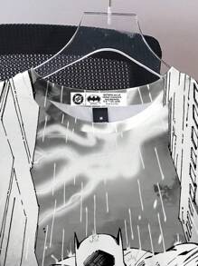 BATMAN X SHEIN Men's Cartoon Figure Graphic Round Neck Short Sleeve T-Shirt - White - View 4