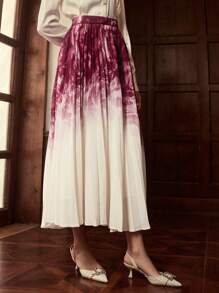 ZEYLAH Ombre Umbrella Print Maxi Skirt, Elegant Design For Early Autumn - Multicolor - View 5