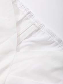 Livesso Áo sơ mi tay bồng trơn màu thanh lịch dành cho nữ, áo trễ vai mùa hè - trắng - Xem 5