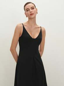 BizChic 2025年夏季新款优雅女士长款黑色连衣裙，无袖，适合日常、通勤、工作、约会、毕业