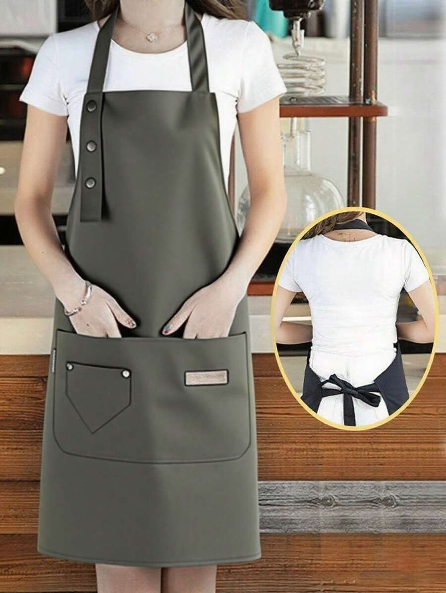 1PC Tạp dề nhà bếp chống thấm dầu dùng tại nhà, Tạp dề có túi, Tạp dề nhà bếp chống bẩn Poly, Tạp dề nấu ăn dùng cho gia đình, nhà hàng, thủ công, vườn, BBQ, trường học, quán cà phê, Tạp dề cho nam và nữ (màu xanh lá cây) Làm quà tặng Giáng sinh cho ngày lễ - màu xanh lá - Xem 1