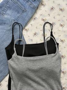 Attitoon 夏季休闲百搭纯色吊带背心，带衬垫胸罩，吊带背心，夏季上衣，罗纹背心