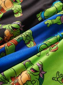 TEENAGE MUTANT NINJA TURTLES | SHEIN Men's 3pcs Black & White Comfortable Contrast Cartoon Turtle Print Trunk, Basic Casual Boxer Brief,Basic Comfortable Casual ,Soft - Multicolor - View 6