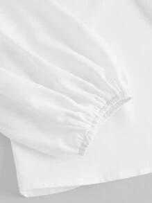 Girlism Áo sơ mi tay dài tay bồng thêu ngọc trai màu trắng trơn cho bé gái tuổi teen, thanh lịch ngọt ngào cổ điển, giản dị, thích hợp cho mùa xuân, thu, đông, mùa tựu trường, lễ hội, gia đình mặc ngoài trời hàng ngày, thích hợp cho nhiều dịp khác nhau - trắng - Xem 3