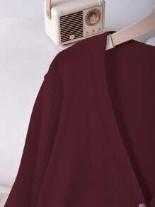Linhara Cárdigan casual versátil de talla grande de unicolor - Burdeos - Ver 3