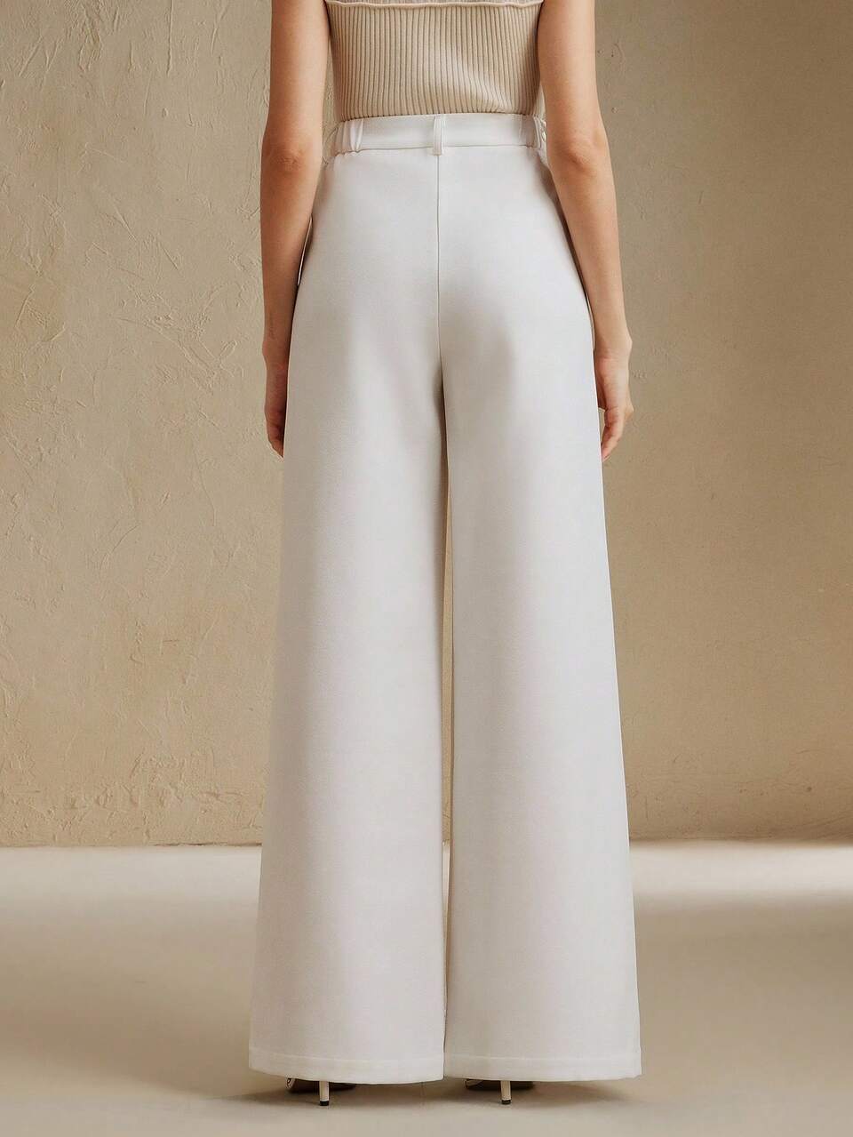 Elegant Floral Print High Waist Loose Straight Leg Trouser Pants For Office Lady