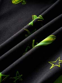 TEENAGE MUTANT NINJA TURTLES | SHEIN Young Boy Cartoon Turtle Pattern Black Tight-Fitting Long Sleeve T-Shirt & Pants Casual Pajama Set - Multicolor - View 7