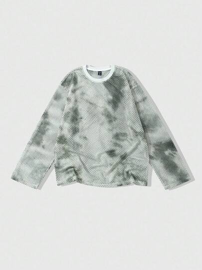 Street Life Camiseta de manga larga de tela de malla para hombre, estilo holgado y corto