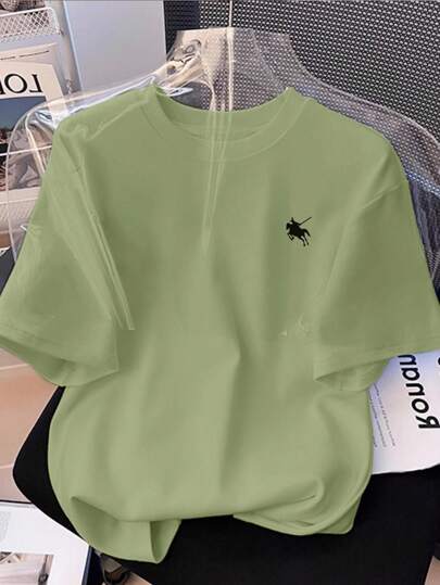 INAWLY 骑马小印花休闲时尚套头衫夏季短袖女士T恤