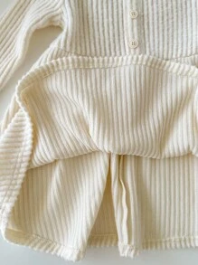 SHEIN 2 件 Babygirl 可爱休闲纯色针织长袖连衣裙，秋冬