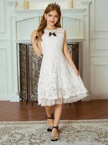 Hapijoa 女童无袖圆领连衣裙，秋季服装 - 杏色 - 查看 5