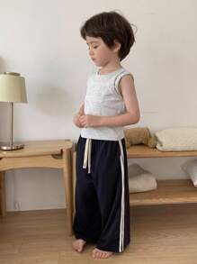 DAZY Kids Fall Clothes Boy (Toddler) Round Neck Knit Vest + Pants 2pc Loungewear Set, Summer - Grey - View 6