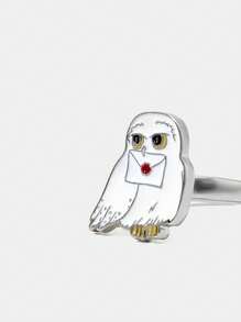 HARRY POTTER X SHEIN Anillo de mujer con diseño de erizo y búho - Plateado - Ver 5