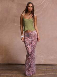 MUSERA Gorset z koronkowym wykończeniem, usztywniany, top, wakacje, plaża, elegancki, romantyczny, festiwal, Ibiza, lato, wiosna - Oliwkowy zielony - Zobacz 5