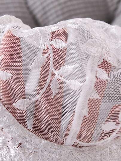 Wit Bloemen Kanten BH Slipje Set Women Doorschijnende Matching Panties Elegante Lingerie view 6