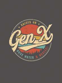 INAWLY 大码休闲宽松字母印花短袖 T 恤 - 深灰色 - 查看 3