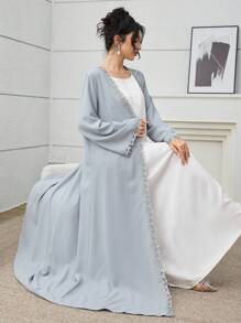 Yasmyna Vestido de abaya árabe estilo Dubai para dama, vestido largo de moda con bordados, patchwork y ribete de encaje