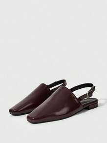 Mnmlis Mocassini da donna con cinturino regolabile e fibbia, modello flat