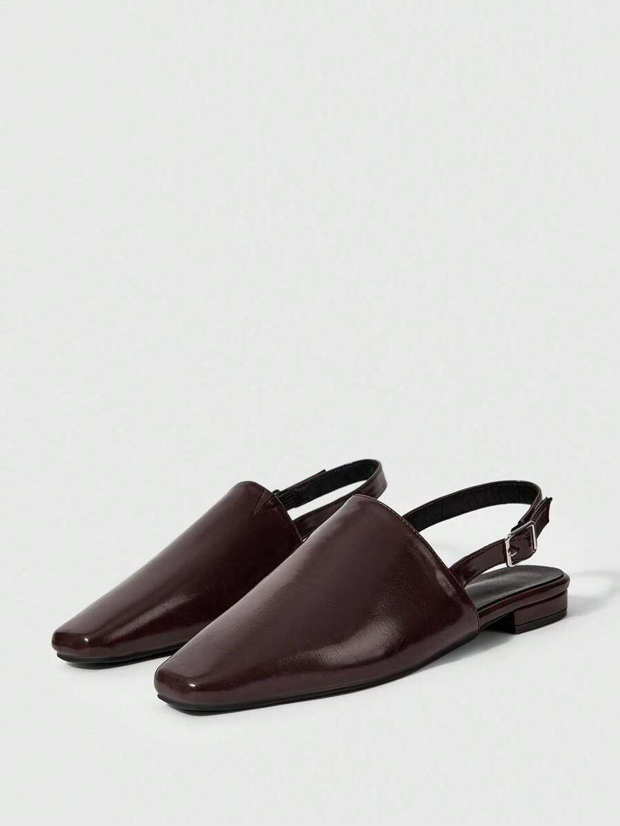 Mnmlis Mocassini da donna con cinturino regolabile e fibbia, modello flat