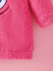 SHEIN Perso Play Baby Mädchen Lässiger bestickter grüner Fleece Kapuzen-Romper, Herbst/Winter