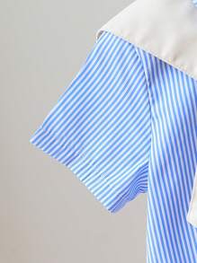 2件套幼儿男童夏季休闲条纹衬衫和短裤套装 - 彩色 - 查看 5