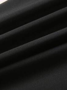 SHEIN Swim Shayni Bộ đồ bơi Burkini đi nghỉ mát thường ngày màu đen cổ tròn tay ngắn có dây rút đính hạt cho nữ mùa hè mới - màu đen - Xem 8