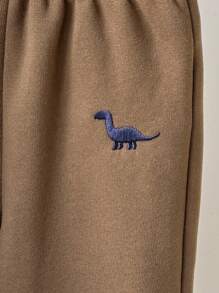 SHEIN Baby Boy Dinosaur Embroidery Elastic Waist Jogger Pants - Multicolor - View 5